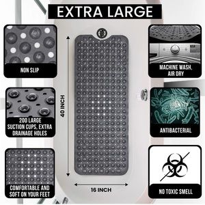 ENKOSI Bath Mat - Large Non Slip Bathtub & Shower Mat - Extra Long 40 x 16 Inch